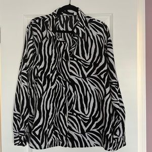 Susan Graver Button Down Zebra Print Shirt - Women’s Large